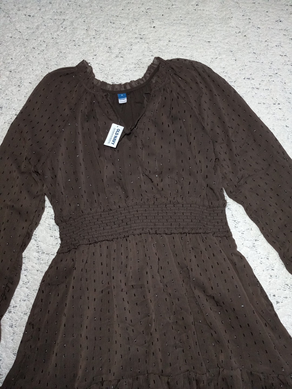 Old Navy Brown Long Sleeve Tiered Mini Dress Size M NWT - Picture 7 of 8